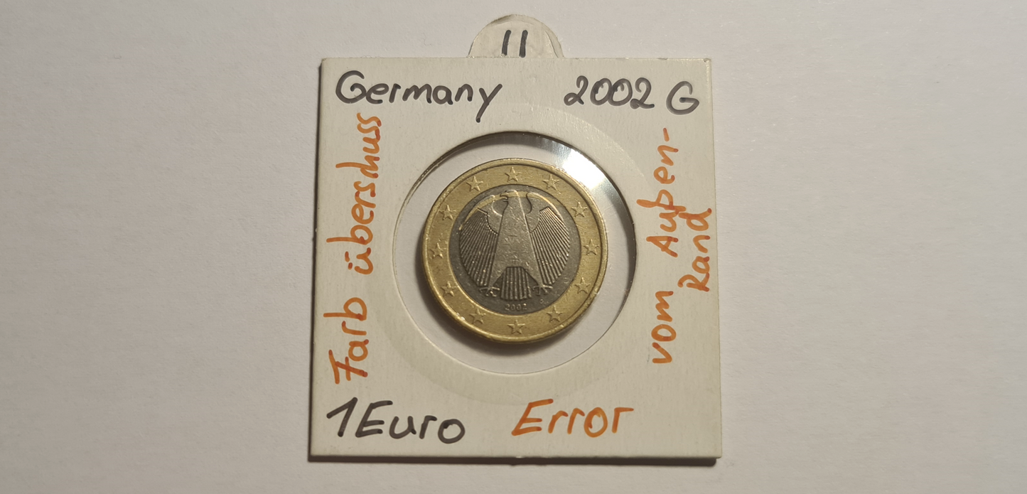Deutschland 1 Euro 2002 G – Unikat mit Materialmischung