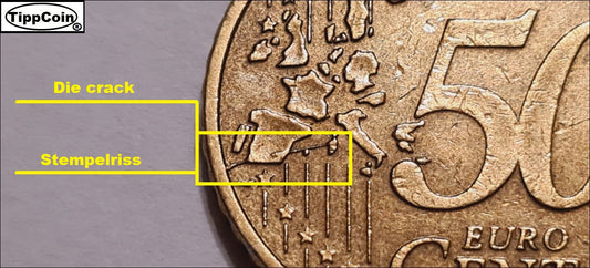 Niederlande 50 Cent 2003 Fehlprägung / Stempelriss