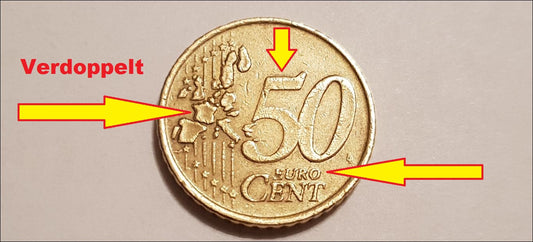 Niederlande 50 Cent 1999 Fehlprägung / Doppelprägung