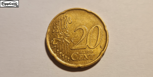Italien 2002 R 20 Cent Materialüberschuss auf Nationalseite