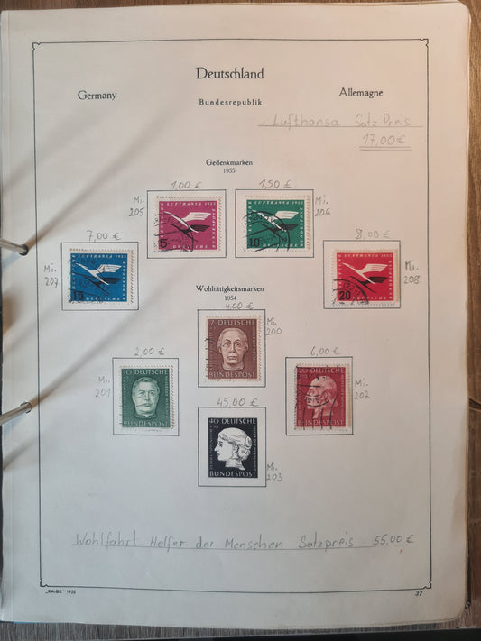 Briefmarken Lufthansa und Wohltätigkeitsmarken