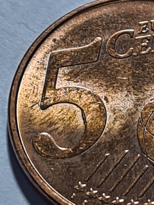 Deutschland 5 Cent F 2020 Fehlprägung Materialüberschuss