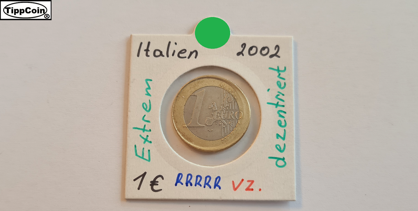 Italien 1 Euro 2002 – Extrem dezentriert und ohne Riffelrand