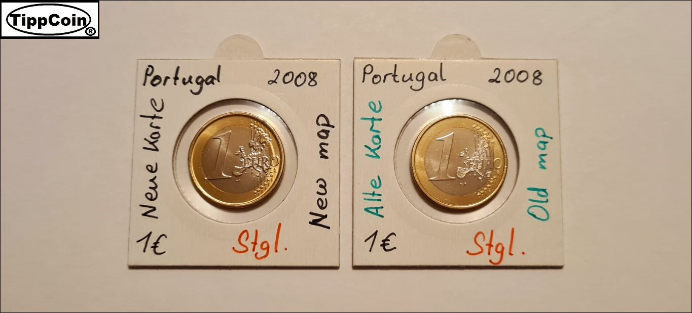 Portugal 1 Euro 2008 Alte Landkarte
