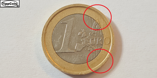 1 Euro 2002 Italien, Prägeschwäche auf beiden Seiten.