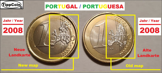 Portugal 1 Euro 2008 Alte Landkarte