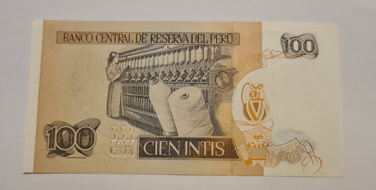 100 Cien Intis 1987 Peru, unzirkuliert, UNC.
