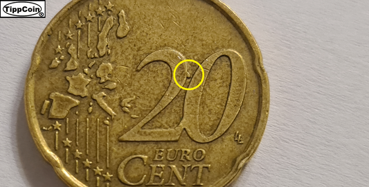 Belgien 20 Cent 2002 Fehlprägung / Materialüberschuss auf beiden Seiten