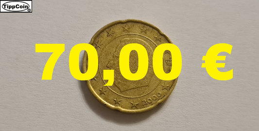 20 Cent 2000 Belgien mit Materialüberschuss auf beiden Seiten, Fehlprägung
