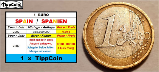 1 Euro Spiegeleimünze Spanien, moneda de huevo frito Espana
