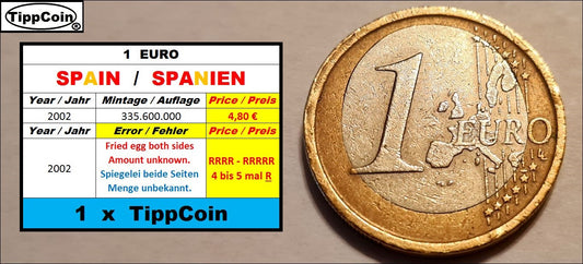 Spanien 1 Euro 2002 Spiegeleimünze, moneda de huevo frito Espana