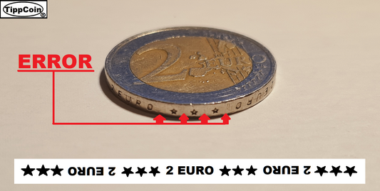 Österreich 2 Euro 2002 Fehlprägung / schwacher riffelrand bis hin zu glatter Rand