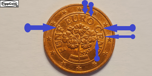 Österreich 5 Cent 2002 Fehlprägung Materialüberschuss