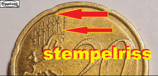 Slowakei 20 Cent 2009 Fehlprägung Stempelriss