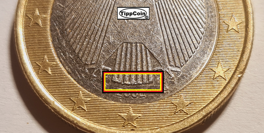 BRD 2002 1 Euro G Fehlprägung / Geschlossene Bundesadler Feder