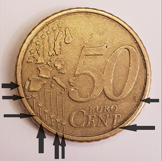 50 Cent Münze aus Finnland mit weiteren Länder auf der Europakarte die es gar nicht gibt.